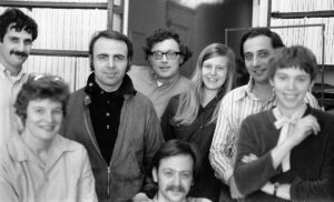 In the Alice’s Restaurant cutting room, from left, Richard Marks, Dede Allen, Frank Mazzola, Jerry Greenberg, Joanne McGarrity Burke, Stephen Rotter, Kathie Amatniek Sarachild and Dick Goldberg (seated) in 1969.