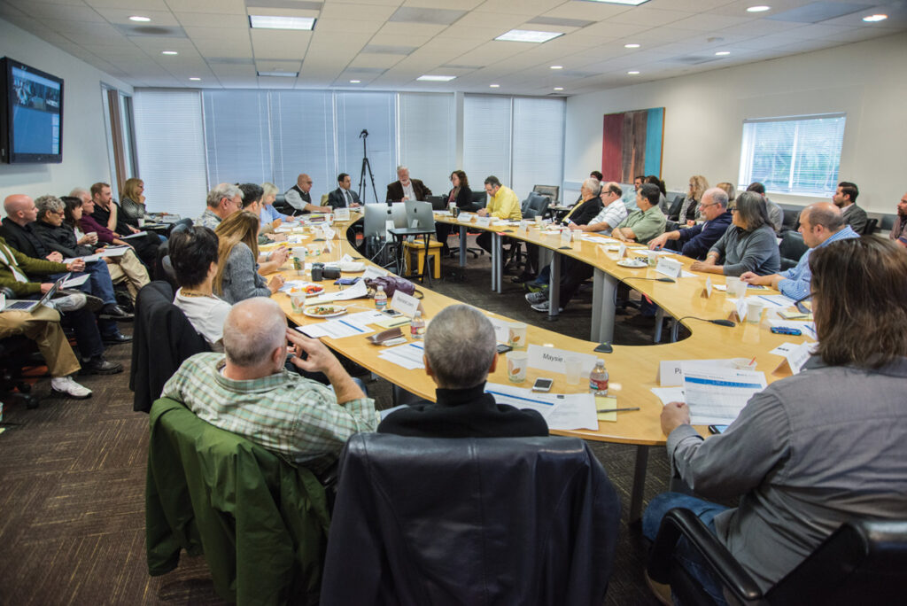 Guild President Alan Heim and Ron Kutak in action at a Board Meeting.