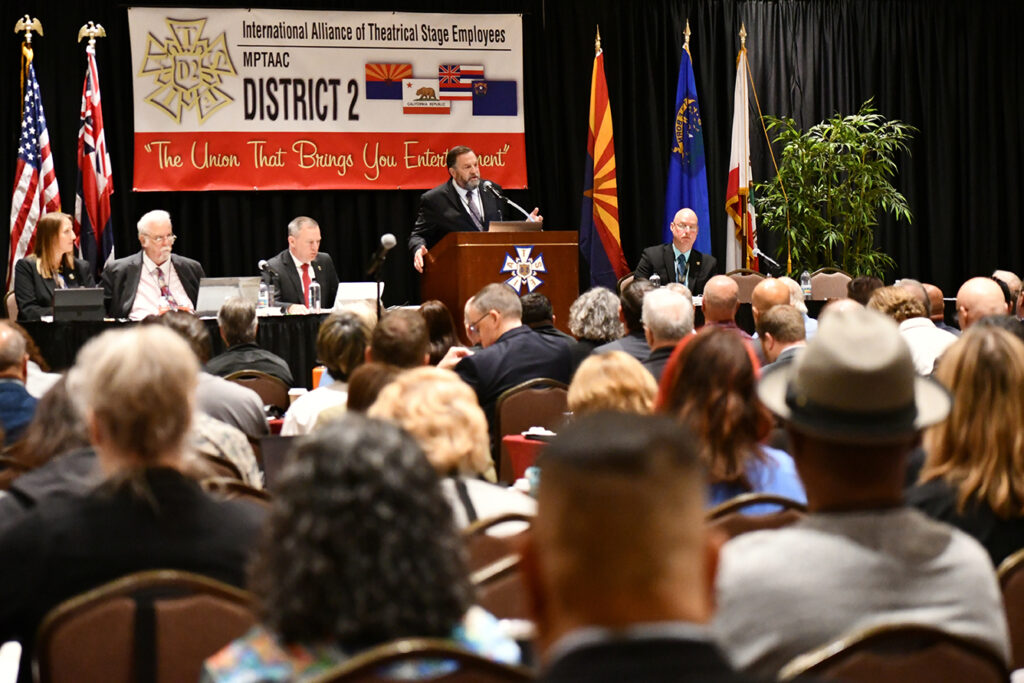 International President Matthew D. Loeb addresses the convention. Photo by F. Hudson Miller.